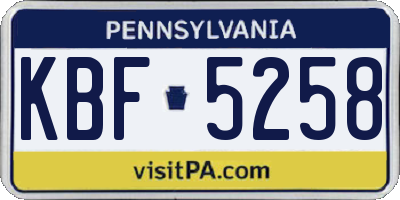 PA license plate KBF5258