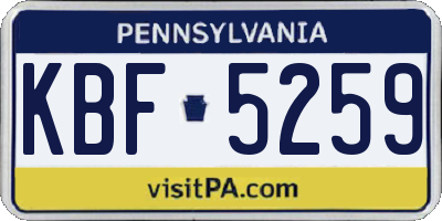 PA license plate KBF5259