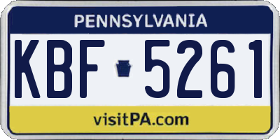 PA license plate KBF5261