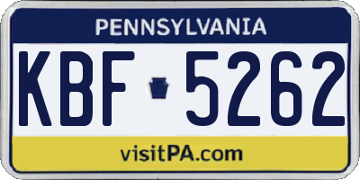 PA license plate KBF5262