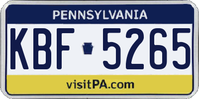 PA license plate KBF5265