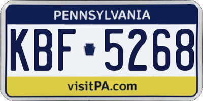 PA license plate KBF5268