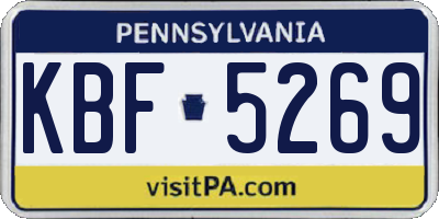 PA license plate KBF5269