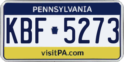 PA license plate KBF5273