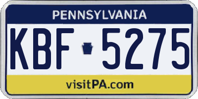 PA license plate KBF5275