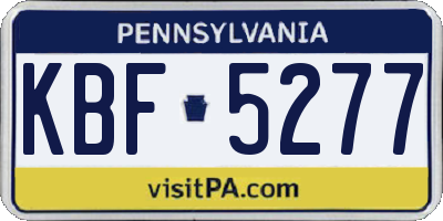 PA license plate KBF5277