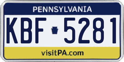 PA license plate KBF5281
