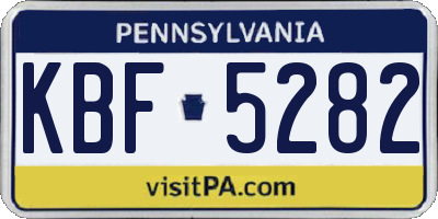 PA license plate KBF5282