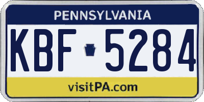 PA license plate KBF5284