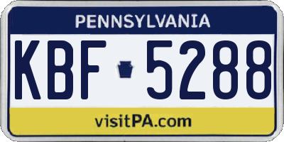 PA license plate KBF5288