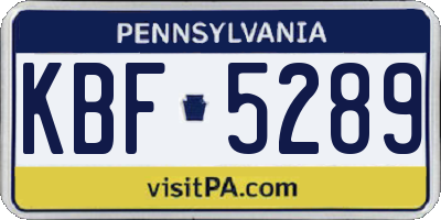 PA license plate KBF5289