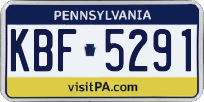 PA license plate KBF5291