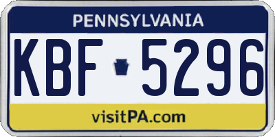 PA license plate KBF5296