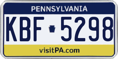 PA license plate KBF5298