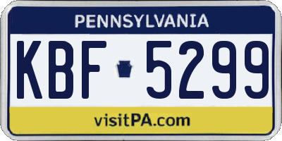 PA license plate KBF5299