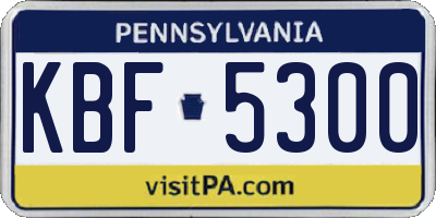 PA license plate KBF5300