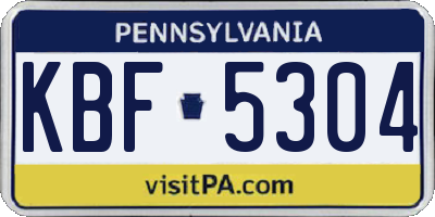 PA license plate KBF5304