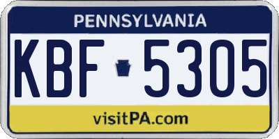 PA license plate KBF5305