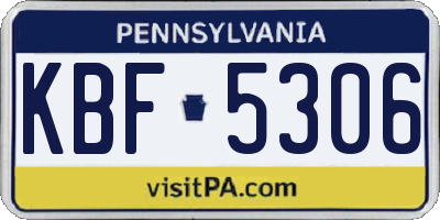 PA license plate KBF5306