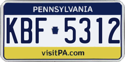 PA license plate KBF5312
