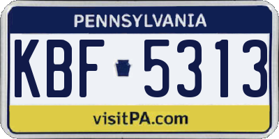 PA license plate KBF5313