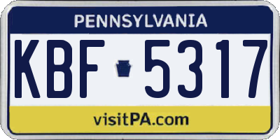 PA license plate KBF5317