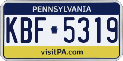PA license plate KBF5319