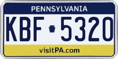 PA license plate KBF5320