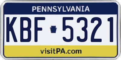PA license plate KBF5321