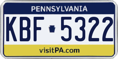 PA license plate KBF5322