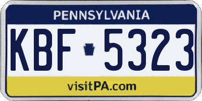 PA license plate KBF5323