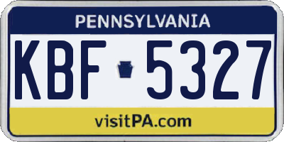 PA license plate KBF5327
