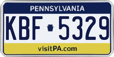 PA license plate KBF5329