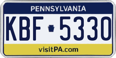 PA license plate KBF5330