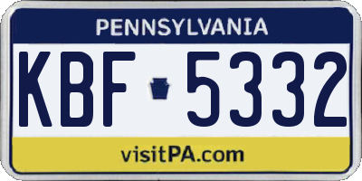PA license plate KBF5332