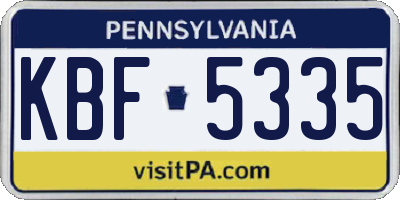 PA license plate KBF5335