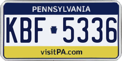 PA license plate KBF5336