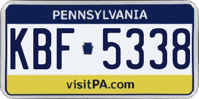 PA license plate KBF5338