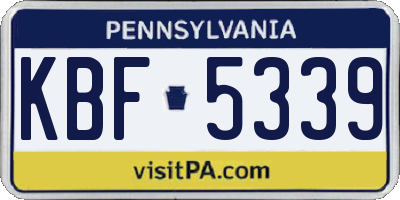 PA license plate KBF5339