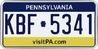 PA license plate KBF5341