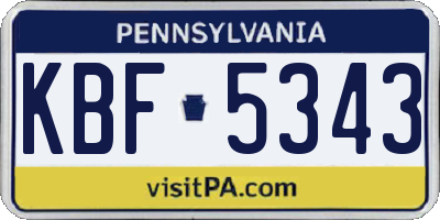PA license plate KBF5343