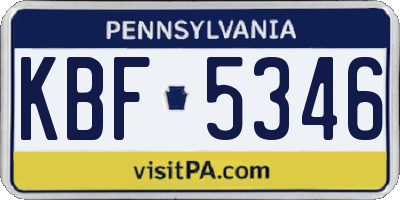 PA license plate KBF5346