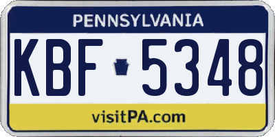 PA license plate KBF5348