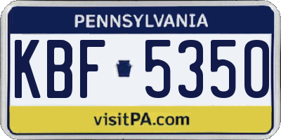 PA license plate KBF5350