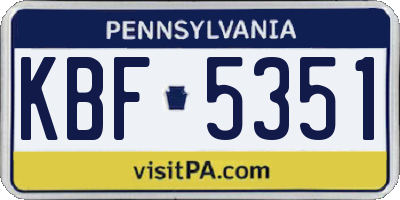 PA license plate KBF5351