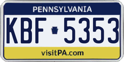 PA license plate KBF5353