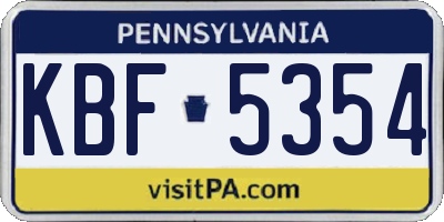 PA license plate KBF5354