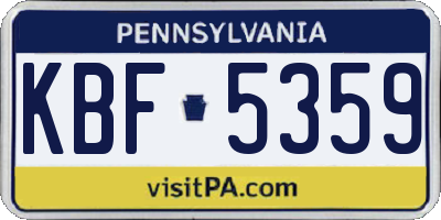 PA license plate KBF5359