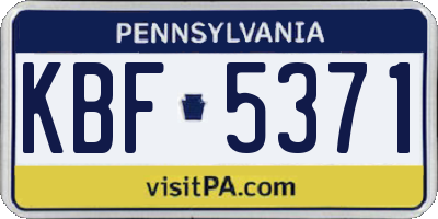 PA license plate KBF5371