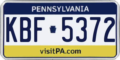 PA license plate KBF5372